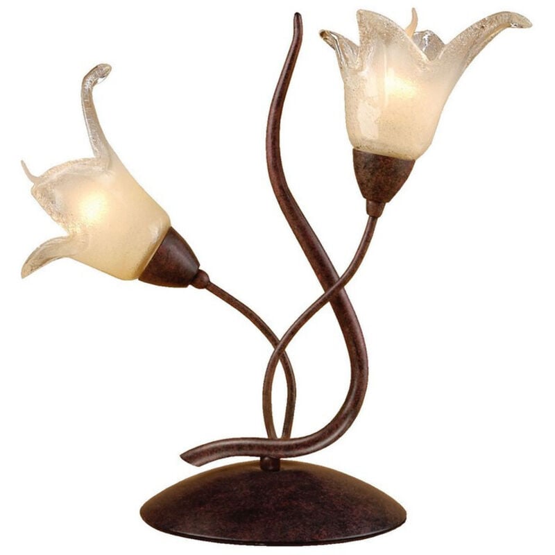 

Lámpara de mesa Florida 2 bombillas E14, marrón / negro oxidado