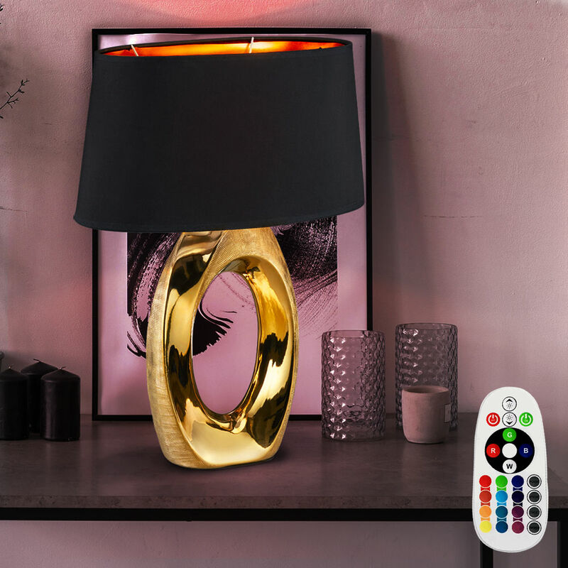 

Lámpara de mesa GOLD lámpara de lectura para sala de estar textil CONTROL REMOTO en un juego que incluye bombillas LED RGB