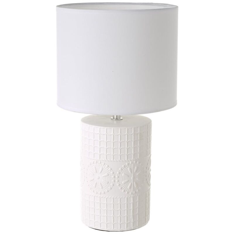 

Lámpara de mesa grabada grande vintage de cerámica blanca, de ø 20x36 cm