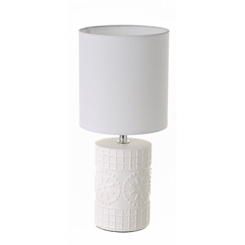 

Lolahome - Lámpara de mesa grabada pequeña vintage de cerámica blanca,de ø 14x31 cm