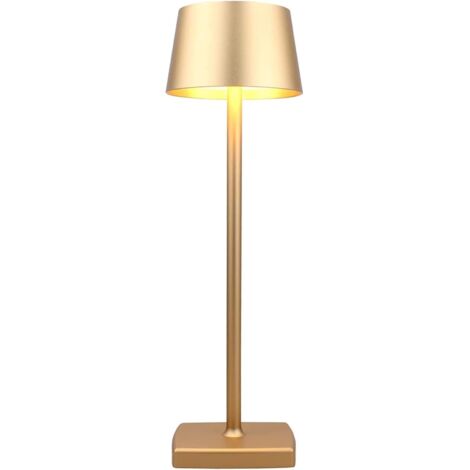 Lámpara de mesa inalámbrica, batería recargable de 5200 mAh, resistencia al agua IP54, aleación de aluminio, luz LED cálida de 3 W, para interior y exterior, restaurante, bufé, bar, cafetería, dorado