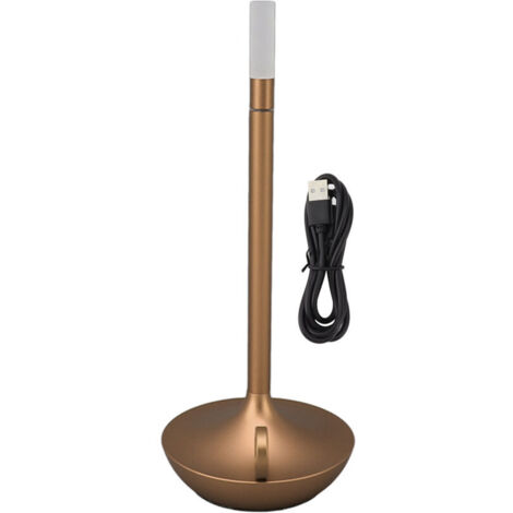 Lámpara de mesa inalámbrica Eosnow con forma de vela, 3 niveles de brillo, LED recargable y regulable, color dorado
