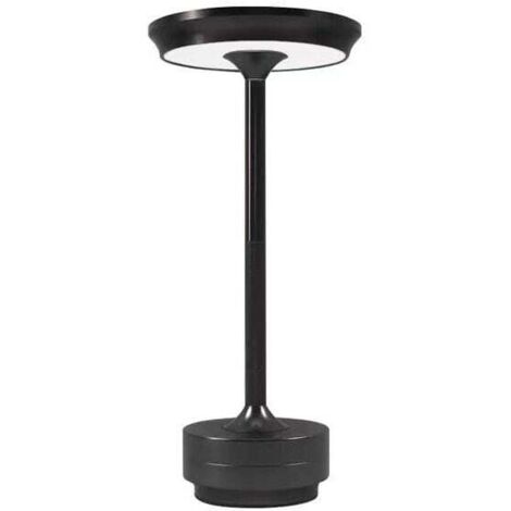 Lámpara de mesa inalámbrica recargable a batería (2600 mAh), 3 modos de color, atenuación continua táctil, moderna lámpara para escritorio, cama o habitación infantil (negra)