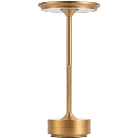 Lámpara de mesa inalámbrica recargable con batería de 2600 mAh, 3 modos de color, atenuación continua mediante tacto, lámpara moderna para escritorio, cama o habitación infantil (dorada).