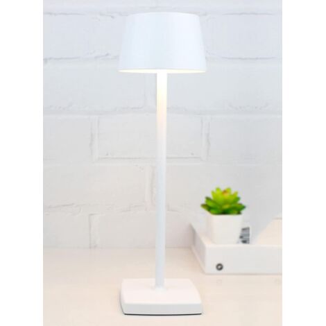 Lámpara de mesa inalámbrica, recargable y regulable, 5200 mAh, resistente al agua IP54, para exteriores, ideal para interiores y exteriores, restaurantes, bufés, bares, cafeterías, color blanco.