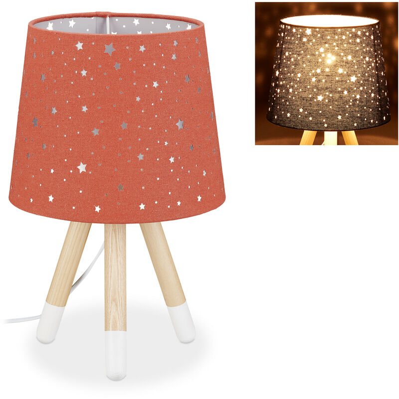 

Relaxdays - Lámpara de mesa infantil, Para niños & niñas, E14, Redonda, 40 cm, Estrellas