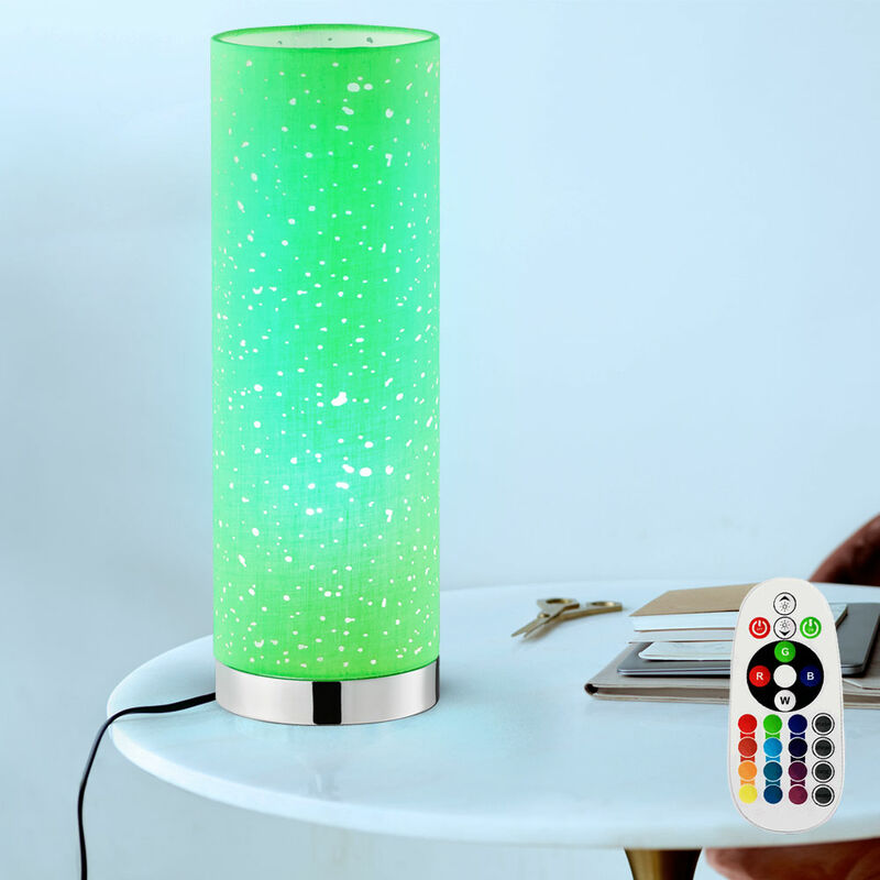 

Lámpara de sobremesa DIMMABLE lámpara de diseño orificios textiles CONTROL REMOTO en un juego que incluye lámparas LED RGB
