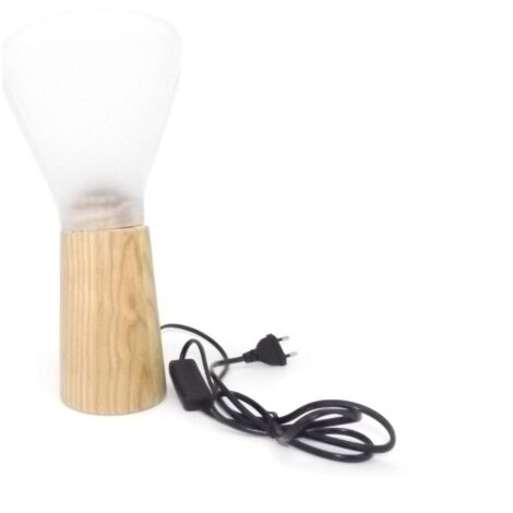 Lámpara de Mesa LED 5W 1300K en Madera y Cristal con Bombilla Efecto Llama