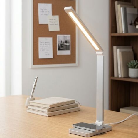 Lámpara de Mesa LED 6,5w 280lm con Regulación Táctil y Cargador Inalámbrico