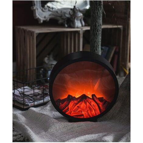 Lámpara de mesa LED con efecto llama, estilo carbón, ideal para uso interior y exterior, funciona con pilas y USB.