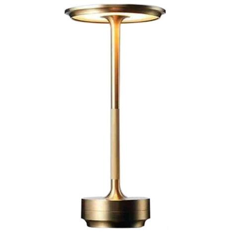 Lámpara de mesa LED con función de carga y regulador táctil, USB, portátil, adecuada para cafeterías, bares, decoración vintage, luz nocturna ambiental, dorada.