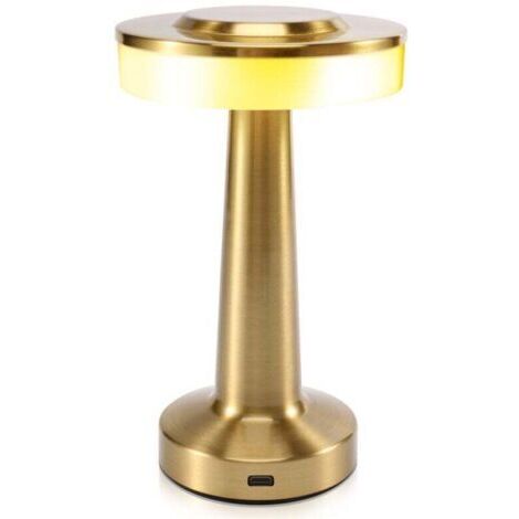 Lámpara de mesa LED con función de tacto, recargable, lámpara de bar, lámpara para comedor, color dorado.