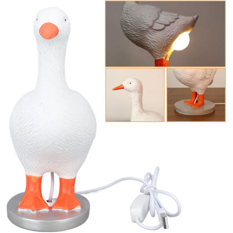 Lámpara de mesa LED de resina con forma de pato y huevo iluminado: luz suave para decoración de interiores.