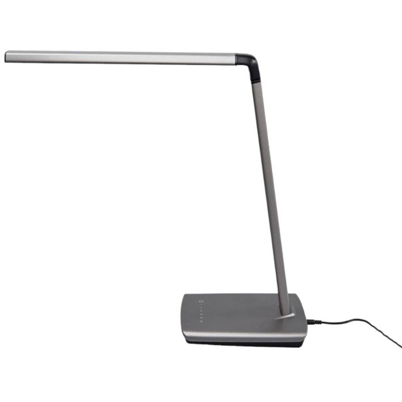 

Lindby - Lámpara de mesa LED Kuno con regulador, USB, gris
