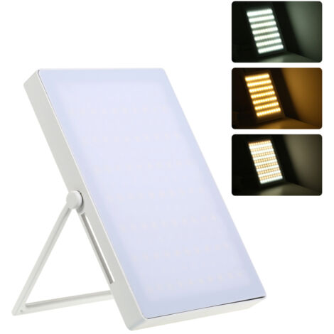 Lámpara de mesa LED portátil con luz brillante (5000-35000 lux) sin rayos UV, brillo ajustable, luz natural, con soporte y función de temporizador para el hogar y la oficina.