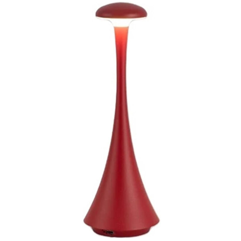 Lámpara de mesa LED táctil para dormitorio, lámpara de mesa de aluminio 3 temperaturas de color regulables para dormitorio hotel, rojo