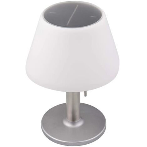 Lámpara de mesa LED solar “Silver” (3000K 200lm) – Blanco/Plata