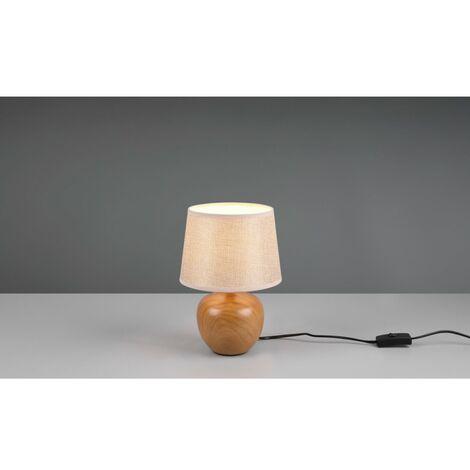 Lámpara de mesa Luxor Base efecto madera Pantalla de tela beige Trio Lighting