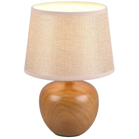 Lámpara de mesa Luxor Base efecto madera Pantalla de tela beige Trio Lighting