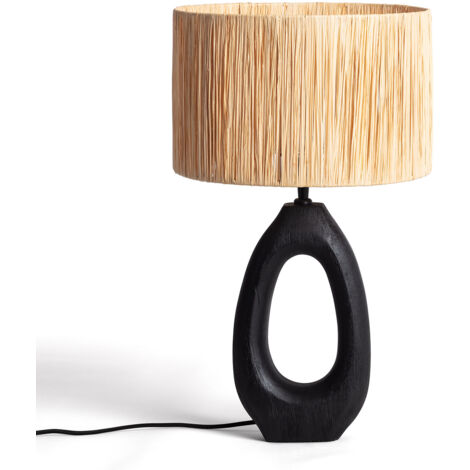 Lámpara de Mesa Madera Black Darshan ILUZZIA Natural