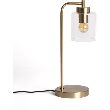 LEDKIA Lámpara de Mesa Metal y Cristal Joile Dorado