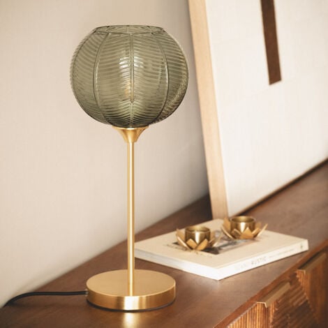 EFECTOLED Lámpara de Mesa Metal y Cristal Klimt Verde