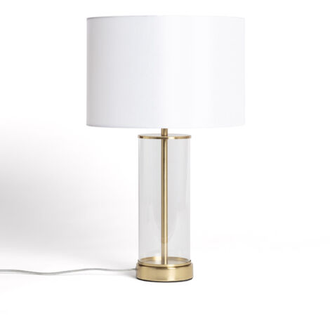 LEDKIA Lámpara de Mesa Metal y Cristal Malta con Interruptor táctil Latón