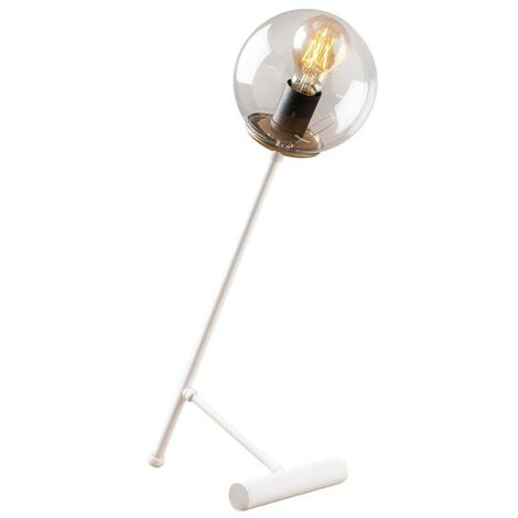 Lámpara de mesa “Model 17” con tulipa transparente E27 – Blanco