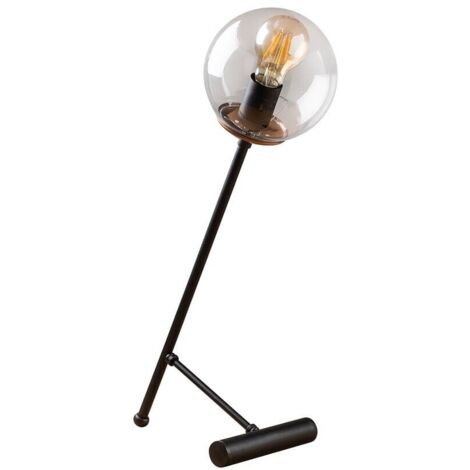 Lámpara de mesa “Model 17” con tulipa transparente E27 – Negro