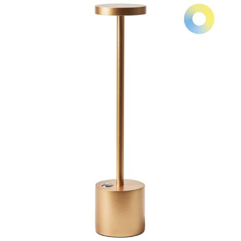 Lámpara de mesa moderna de hierro y aluminio para interior y exterior dorado Lizandro