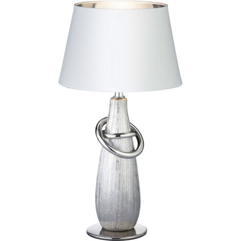 Lámpara de mesa moderna Tebas de cerámica plateada Al. 38 cm Trio Lighting