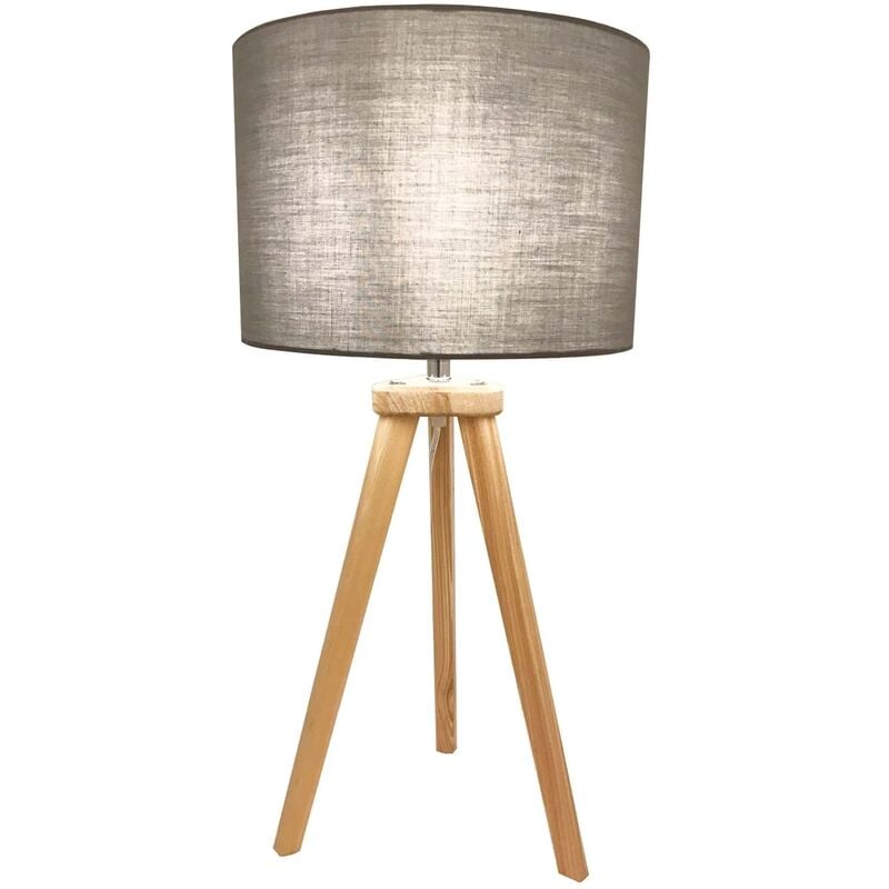 

LÁMPARA DE MESA NATALIE MADERA PANTALLA GRIS - Lúzete