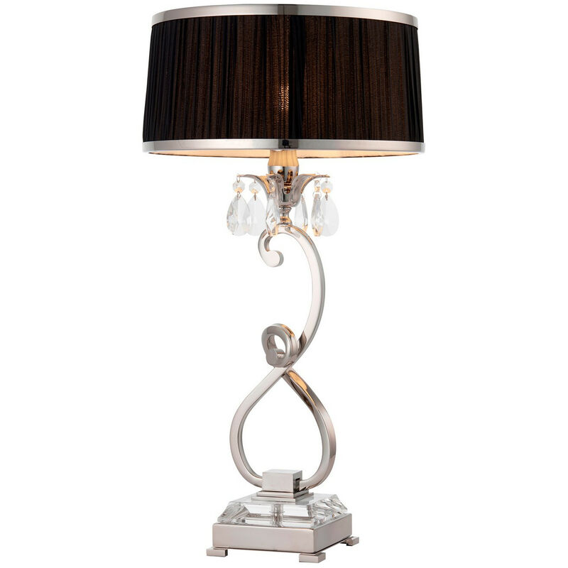 

Interiors Oksana Nickel - 1 Lámpara de Mesa Mediana Ligera en Níquel Pulido con Pantalla Negra, E14