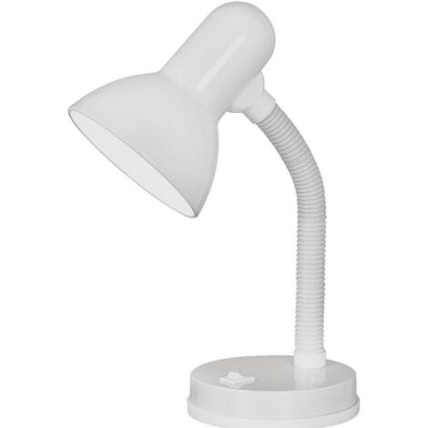 Lámpara de mesa orientable para estudio, lectura y oficina con casquillo E27 Basic, color blanco.