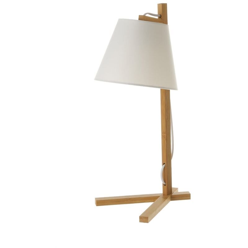 

Lolahome - Lámpara de mesa pantalla de bambú beige de 27x20x50cm