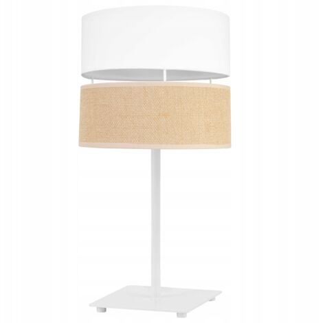 LÁMPARA DE MESA PANTALLA DE YUTE 20 CM BLANCA