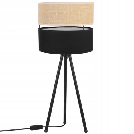 LÁMPARA DE MESA PANTALLA DE YUTE 20 CM NEGRO