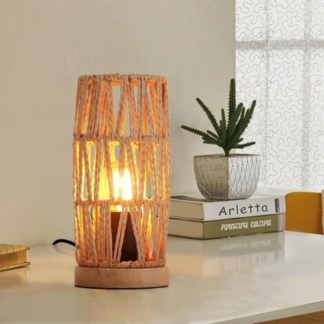 Lámpara de mesa papel natural BEJA madera E27