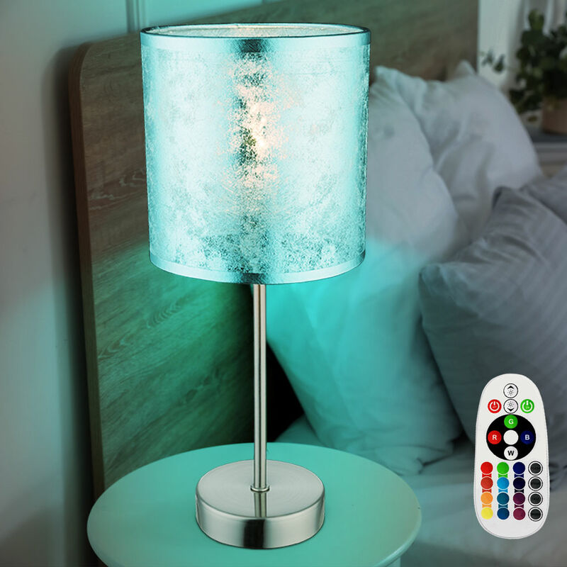

Lámpara de mesa para dormir habitación de huéspedes lámpara de lectura tela CONTROL REMOTO en un juego con iluminación LED RGB