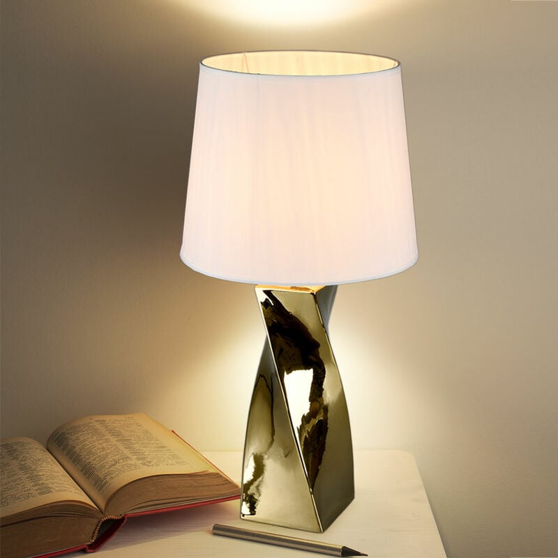 

Lámpara de mesa para escribir, suelo de cerámica, lámpara de lectura, luz nocturna dorada en un juego que incluye bombillas LED