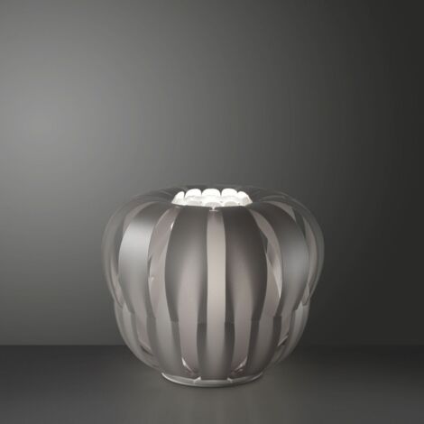 Lámpara de Mesa Plata en Metal Blanco Cm. 29x23h