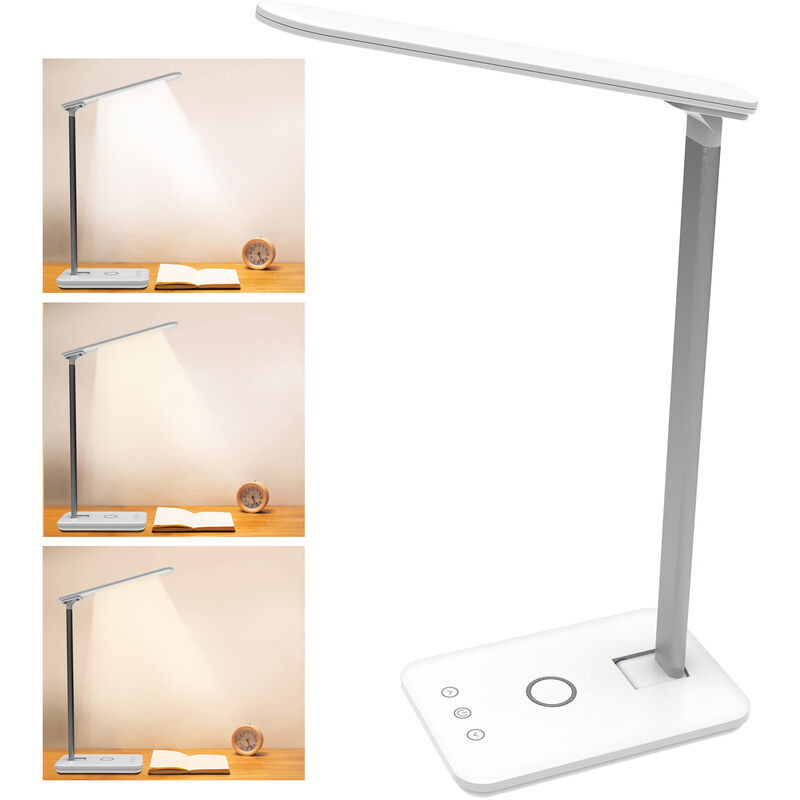 

Lampara de mesa plegable de carga inalambrica 10W carga rapida 3 engranajes que atenuan sin parpadeo Modelo: T3,blanco