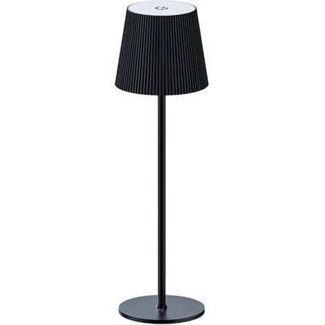 Lámpara de mesa plisada recargable de 3 W diseño moderno de metal luz ambiental LED color negro