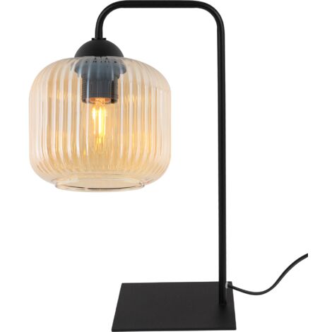 LÁMPARA DE MESA RIFFLE NEGRA 1 LÁMPARA PLANA MIEL CILINDRO E27
