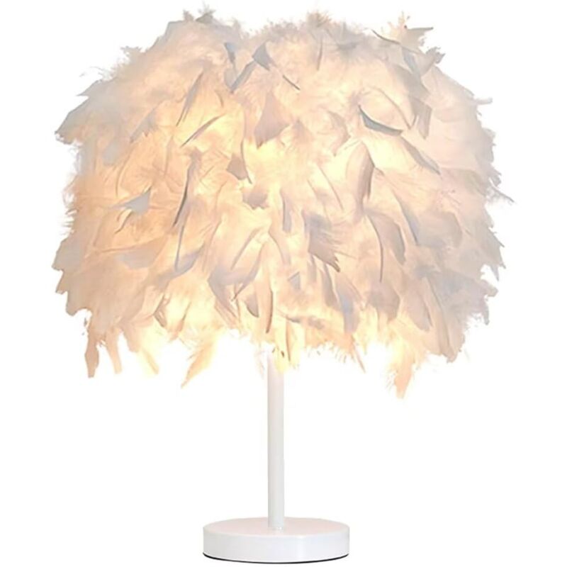 Stoex - Lámpara De Mesa Romántica Pluma Lámpara De Mesa Moderno Luz De Escritorio E27