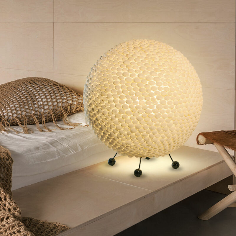

Lámpara de mesa Shell lámpara de diseño de bola de iluminación para sala de estar y dormitorio blanco en un juego que incluye bombillas LED