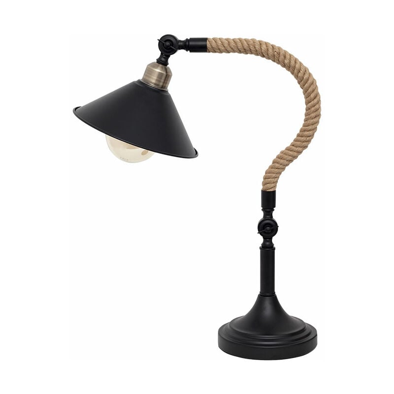 Fabrilamp - Sobremesa soga 1xE27 L.22,5xAn.42xAl.57cm Cuerda Negro