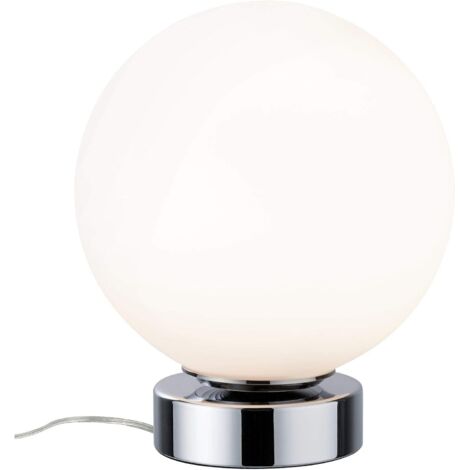 Lámpara de mesa táctil, máx. 1x20W E14, cromo/ópalo, 230V, metal/cristal, 77057, lámpara de mesita de noche, luz nocturna, 20W