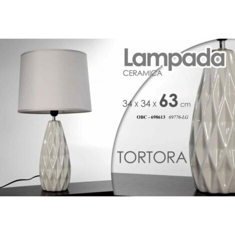 Lámpara de mesa taupe con luz de cerámica cm 34 x 34 x 62,5 h