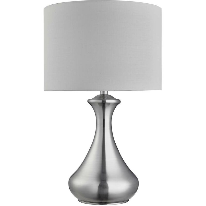 

Lámpara de mesa Touch Lamps 40 cm, en plata satinada, pantalla blanca